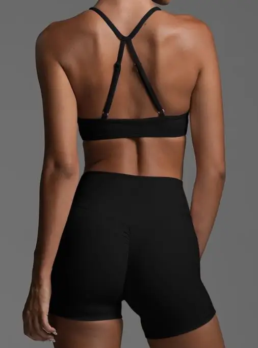 

Gym Clothes Woman Set Sports Yoga Style Hanging Neck Strapless Summer Shorts Two-Piece Set Women's 2025 Casual Sports Shorts Set
