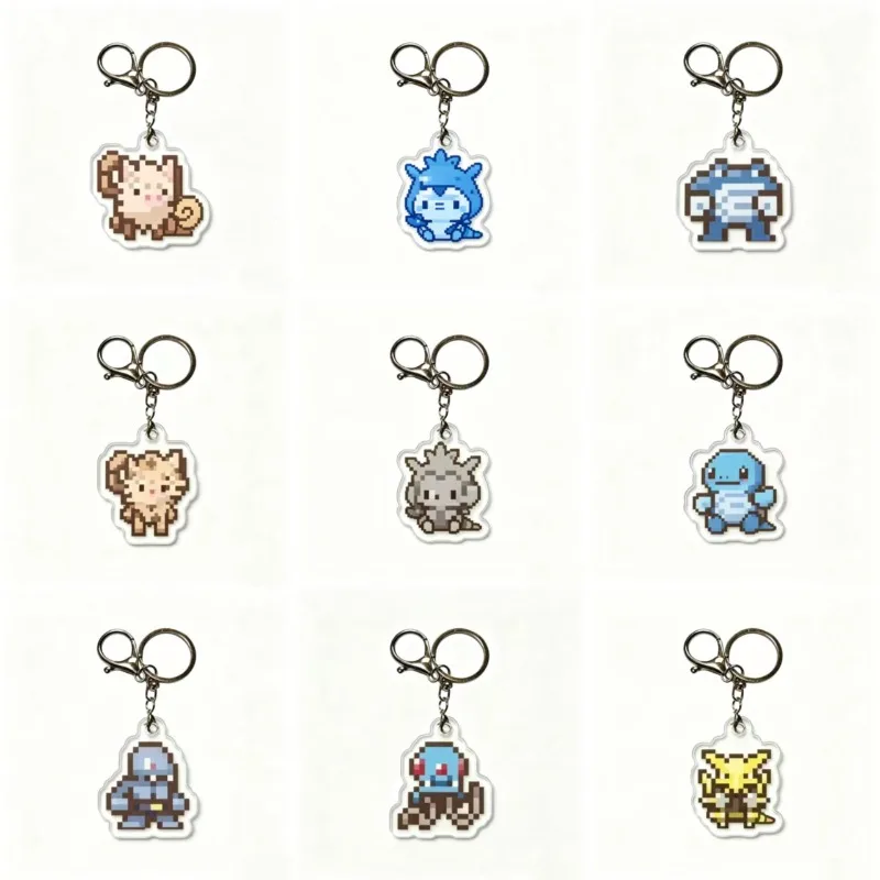 

Skitty Meowth Machio Vaporeon Fennekin PIkavhu Sableye Original Acrylic Handmade Cute Cartoon Anime Keychain Pendant Toy Gift