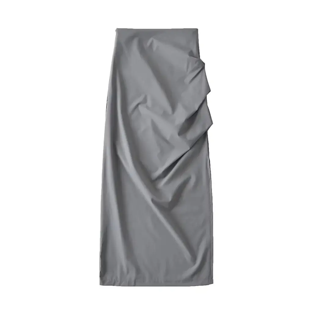 

Women's Pleated High Waist Skirt Solid Color Hip Fit Split Design European American Style Summer Fashion