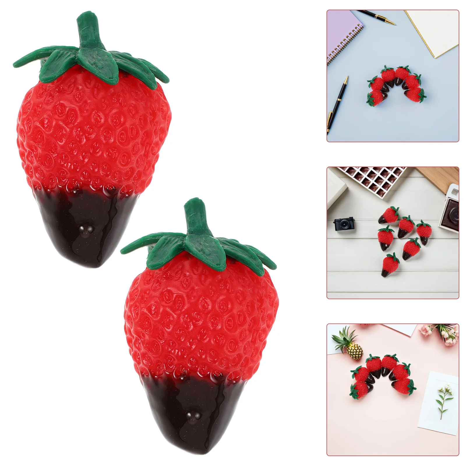 

8Pcs Artificial Strawberries Decor Plastic Imitation Fruit for Longterm Use in Restaurants and Household Tables