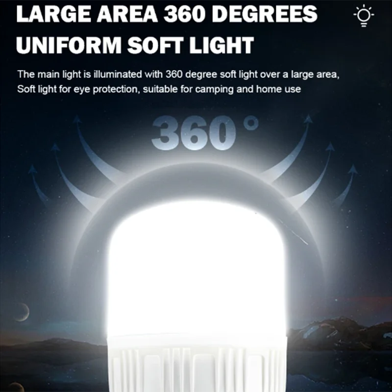 1PC Outdoor USB Rechargeable LED Lamp Bulbs 40W Emergency Light Hook Up Camping Fishing Portable Lantern Night Lights LT086