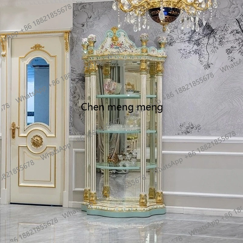 Painted Flowers Heavy Industry Carving Living Room Storage  Room Decorative Wine