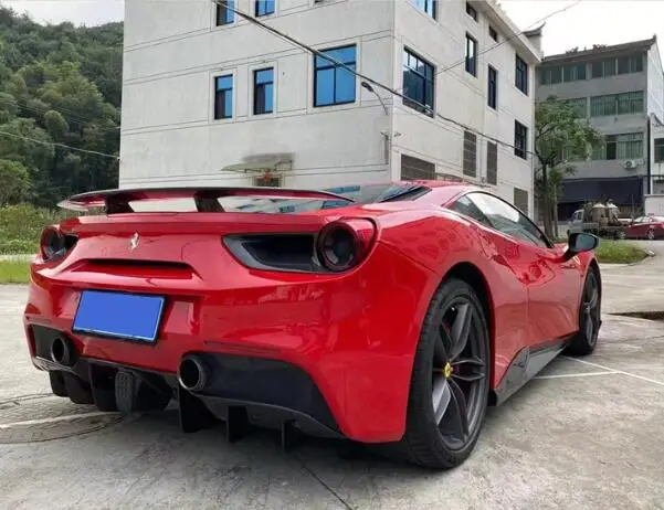 Real Carbon Fiber Body Kit For Ferrari 488 GTB 2015-2021 Front Bumper Lip Rear Diffuser Side Skirt Wind Knife Spoiler Lamp Cover