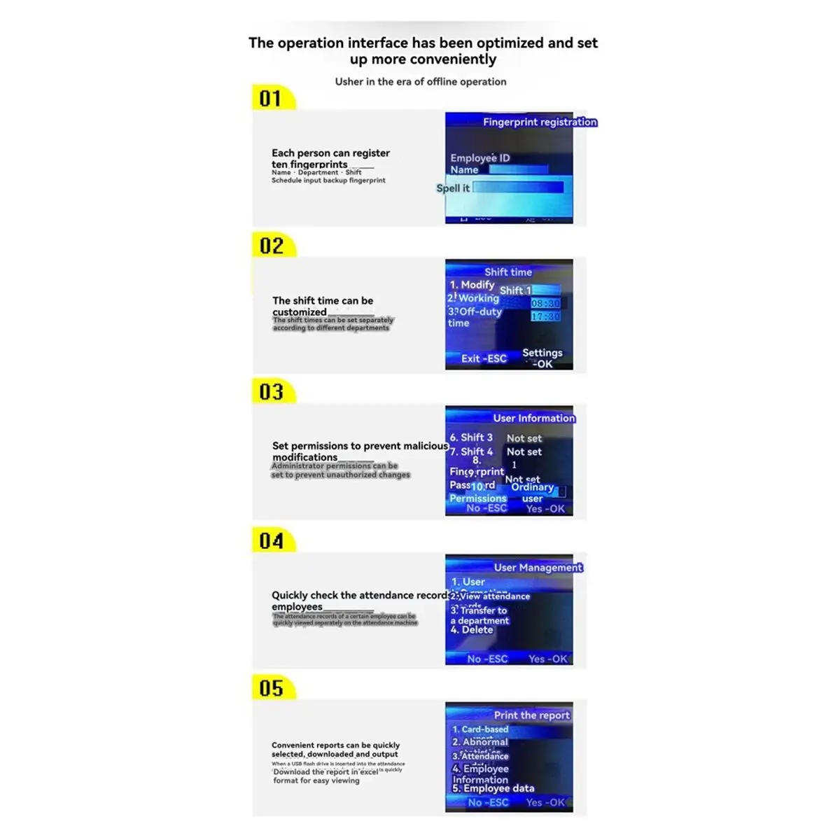 Biometric Fingerprint Time Attendance System Clock Recorder Employee Recognition Recording Device Machine EU Plug