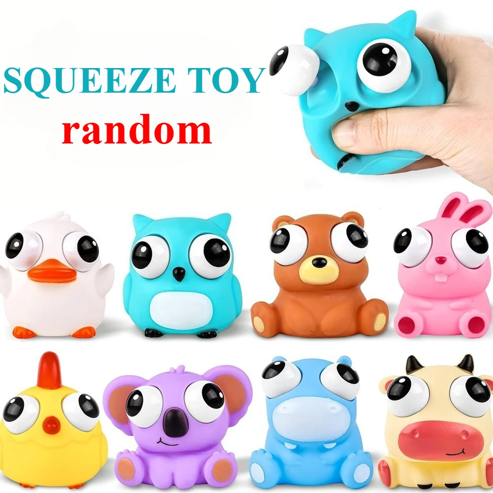 Animal Squishy Fidget Toys Cute Squishies Toys for Kids Adults Pop Out Eyes Toy Popping Eye Stress Relief Toy Party Favors