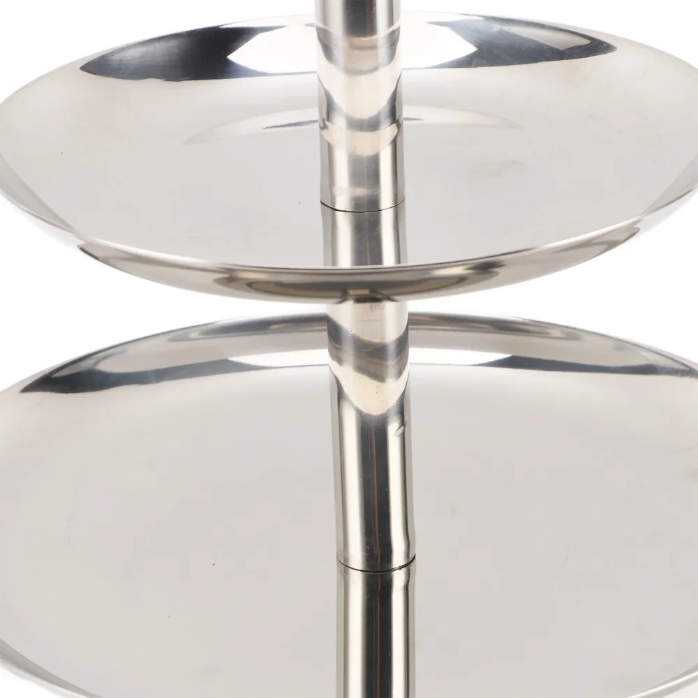 Rustless Steel Serving Tray Sturdy 3 Tier Layered Fruit Holder Raised Edge Smooth Finished Cupcake Stand Buffet Display
