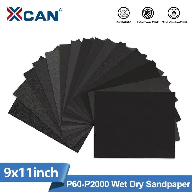 XCAN 1pc Wet/Dry Sandpaper 230x280mm Polishing Sanding Paper 60-5000 Grit Abrasive Sheet for Wood Metal Plastic