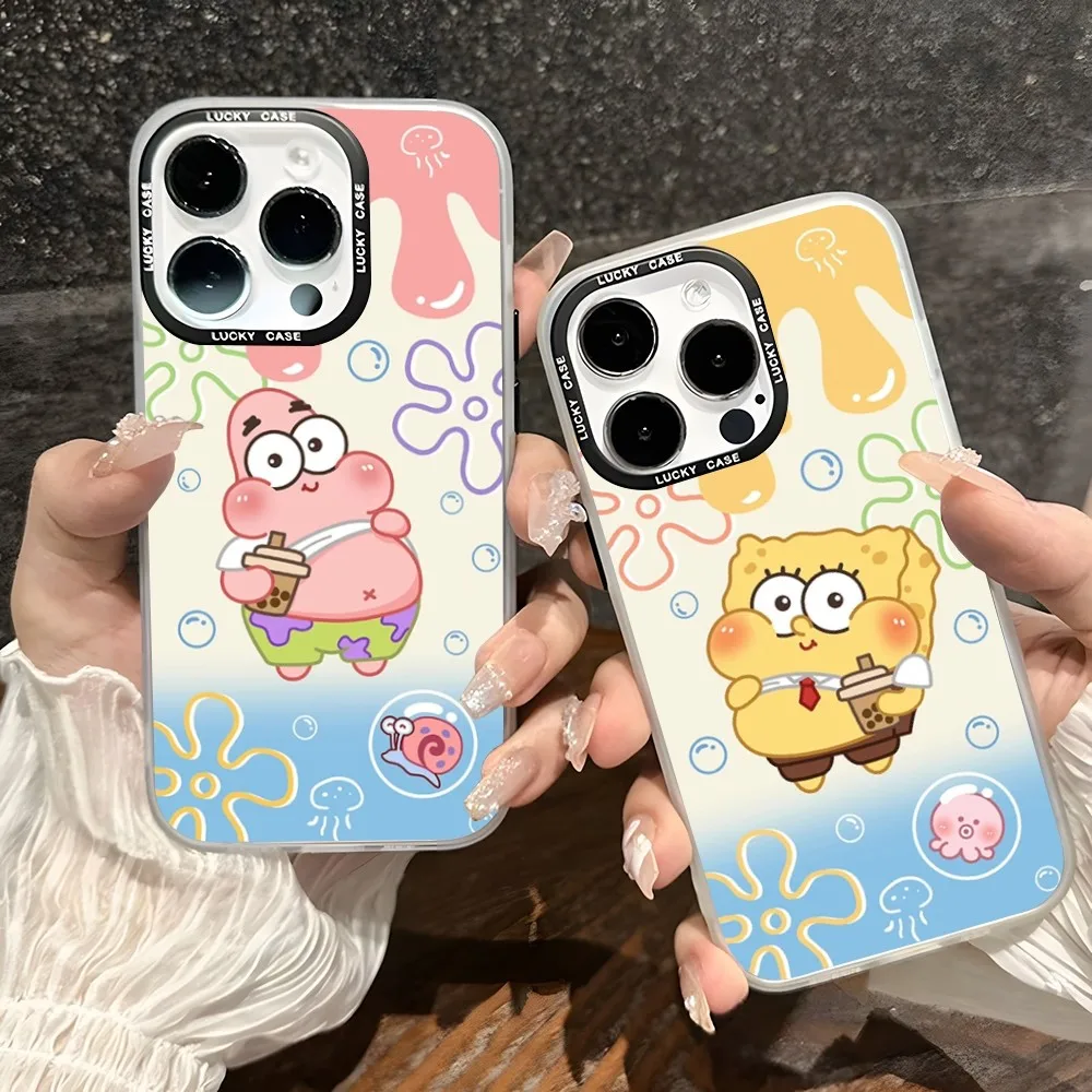 SpongeBob SquarePants Phone Case For IPhone 15 11 14 13 Pro Max 12 X XR XS 8 7 Plus Gradient IMD Funda Clear Matte Cover