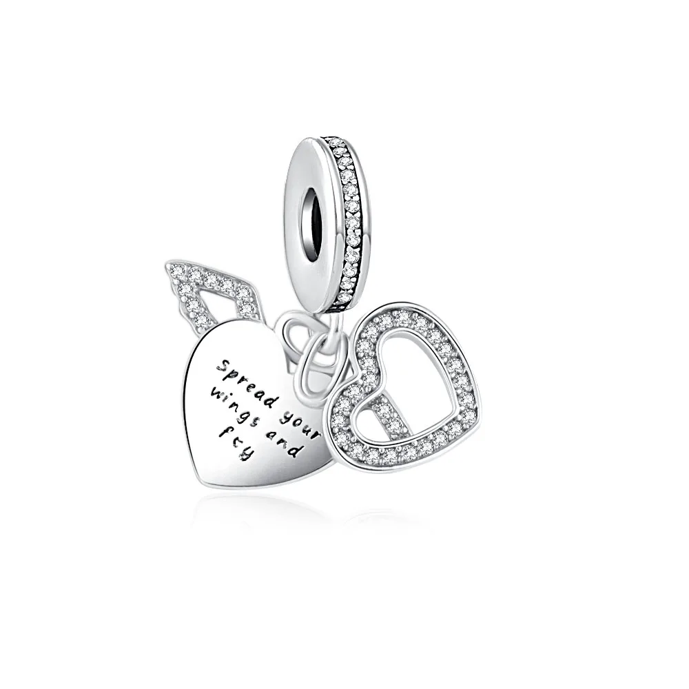 Nuovo cappello in argento Sterling 925 terra ali d'angelo bussola Charm bead Fit braccialetto Pandora originale gioielli fai da te per le donne