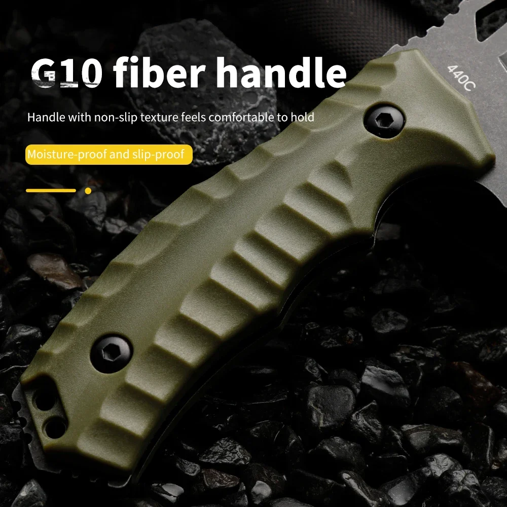 Hoja fija multifuncional de alta calidad: cuchillo de supervivencia de emergencia para acampar, rescate y emergencias al aire libre, regalo para hombres