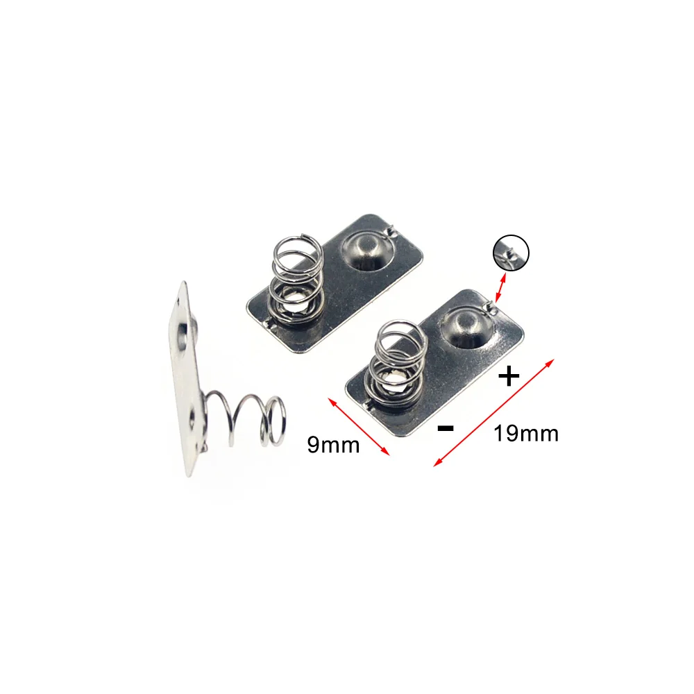 10pcs/ 19x9mm - + Replacement Metal Batteries Spring Contact Plate Silver Semicircle For AA AAA Battery case