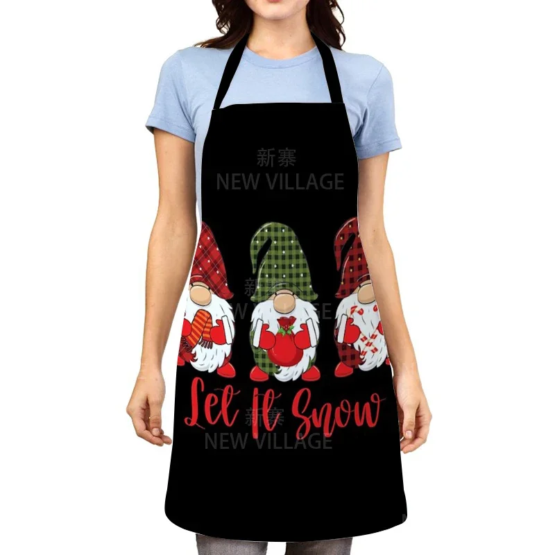 Festival Style Apron Kitchen Household Cleaning Pinafore Japanese Reindeer Pattern Christmas Printing Home Custom