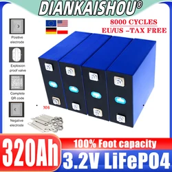 New 320Ah 8000 cycle LiFePO4 3.2V rechargeable battery, suitable for DIY 12V 24V 48V caravan marine solar energy system no tax