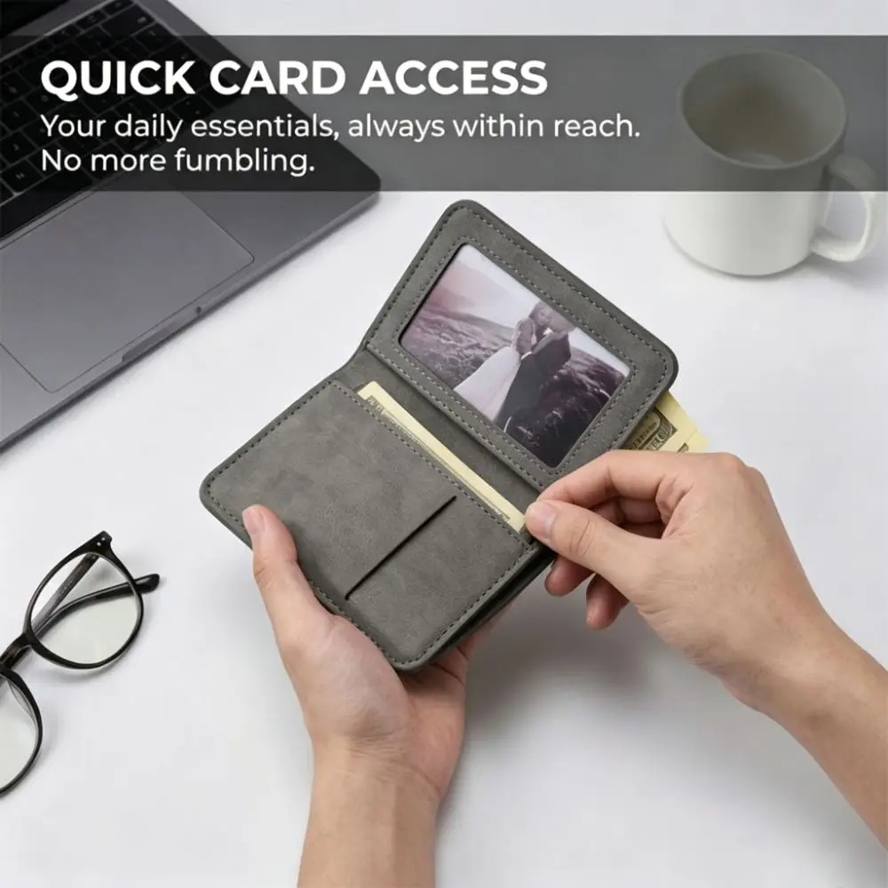 Slim Profile Men's Card Holder Multi Card Slots Anti-Magnetic Driver's License Holder Multifunctional Mini Size Mini Wallet