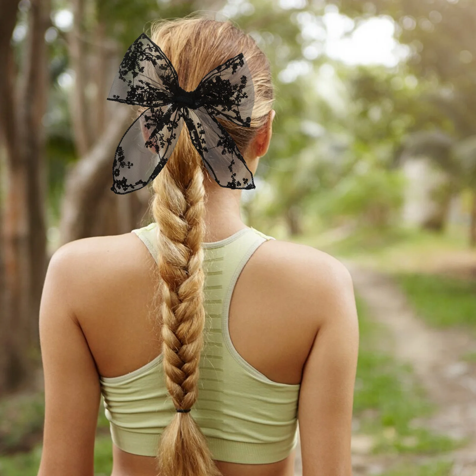 

Elegant Lace Hairpin Vintage Bow Design Women Girls Soft Embroidery Ties School Events Wedding Party Bows