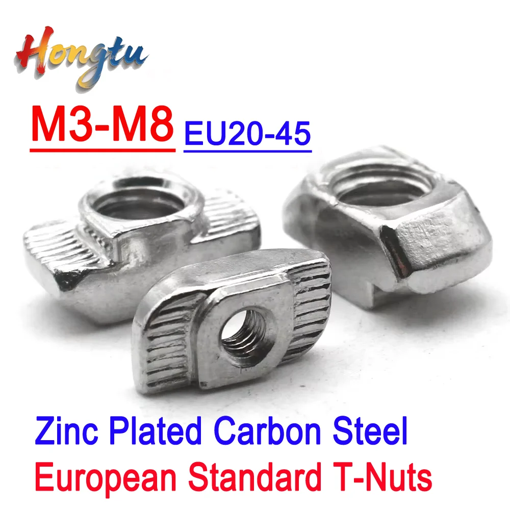 

5-25pcs European Standard T-Nuts for aluminum profiles. Nickel-plated, boat-shaped, compatible with 20/30/40/45 series and M3-M8