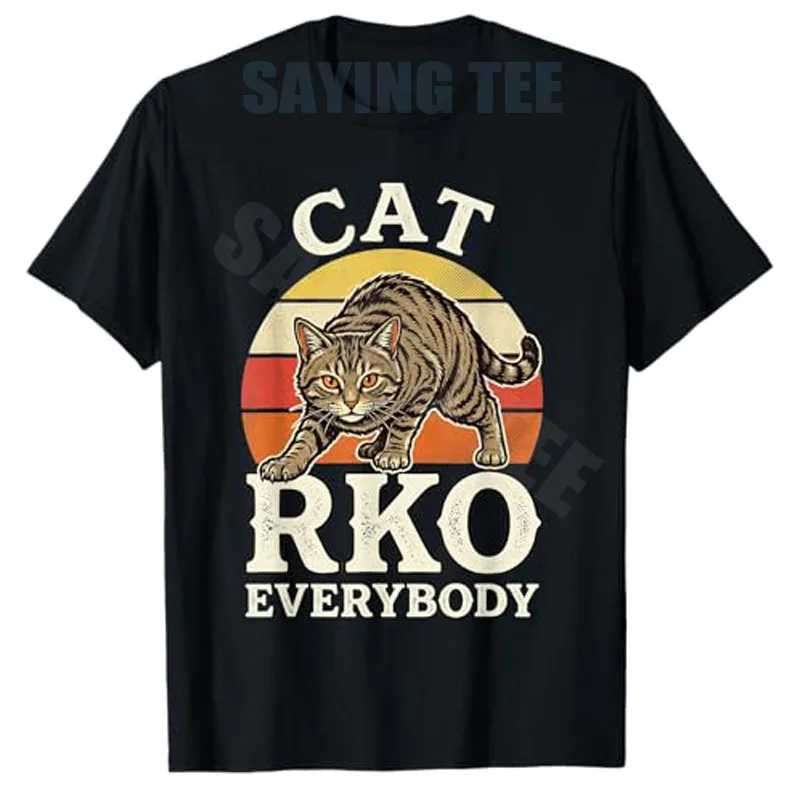 RKO Everybody Shirt Apparel T-Shirt Y2k Lustiges Retro Vintage Katzen-Kleidungsstück Herrenbekleidung Humor Boxen Liebhaber Grafik Neuartiges T-Shirt Geschenke – Detail 3