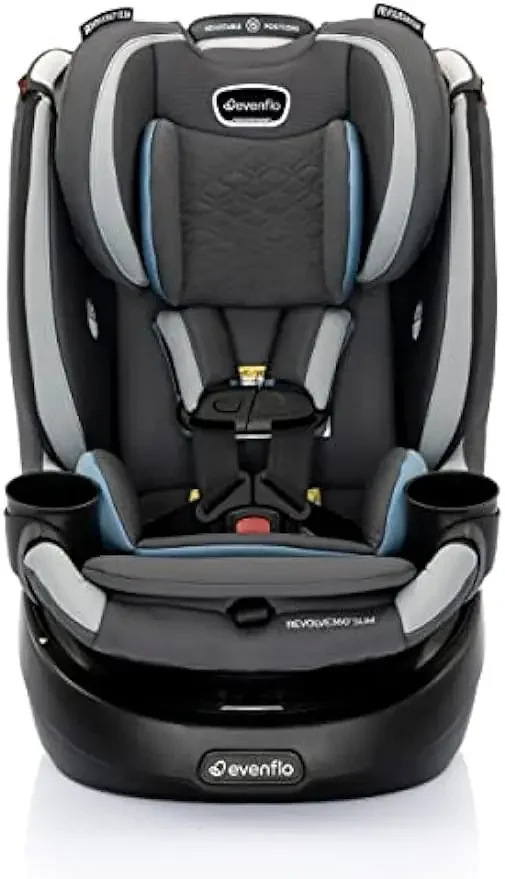 Evenflo Revolve360 Slim 2-in-1 Rotational Car Seat with Quick Clean Cover (Stow Blue)