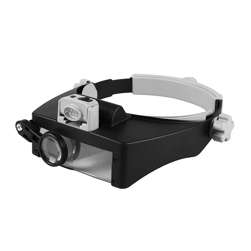 Adjustable HD Head Mounted Magnifying Glass with 5 LED Cold and Warm Light for Reading and Repairing