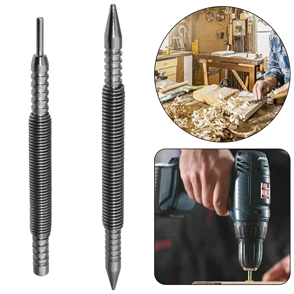 

1/2Pcs Spring Tool Hammerless Nail Set Spring Loaded Marking Holes Tool Metal Woodwork Drill Bit Door Pin Removal Tool