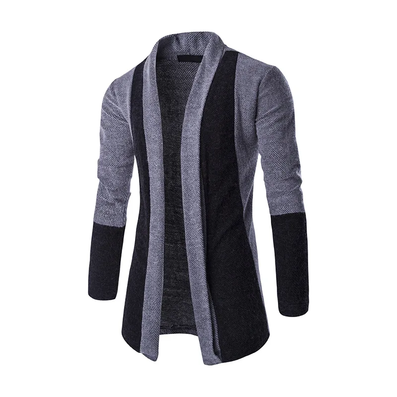 Jaqueta justa e longa de malha masculina, suéter casual, casacos cardigan, monocromática, moda, nova, outono, 2022