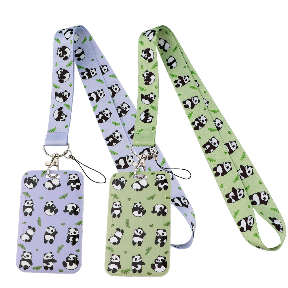

LX1187 Cartoon Panda Card Holder Lanyard Keychains USB ID Badge Holder Keys Cord Neck Strap Mobile Phone Straps Gifts