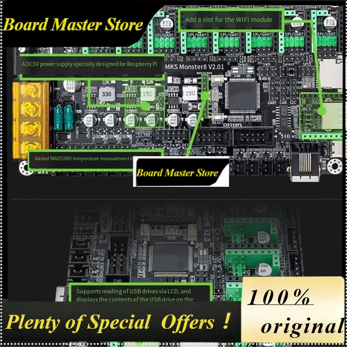 BoMaSA72Z Monster8 V2 32Bit Control Board 3D Printer Parts TMC2209 For VS Spider Monster8 V2 Motherboard