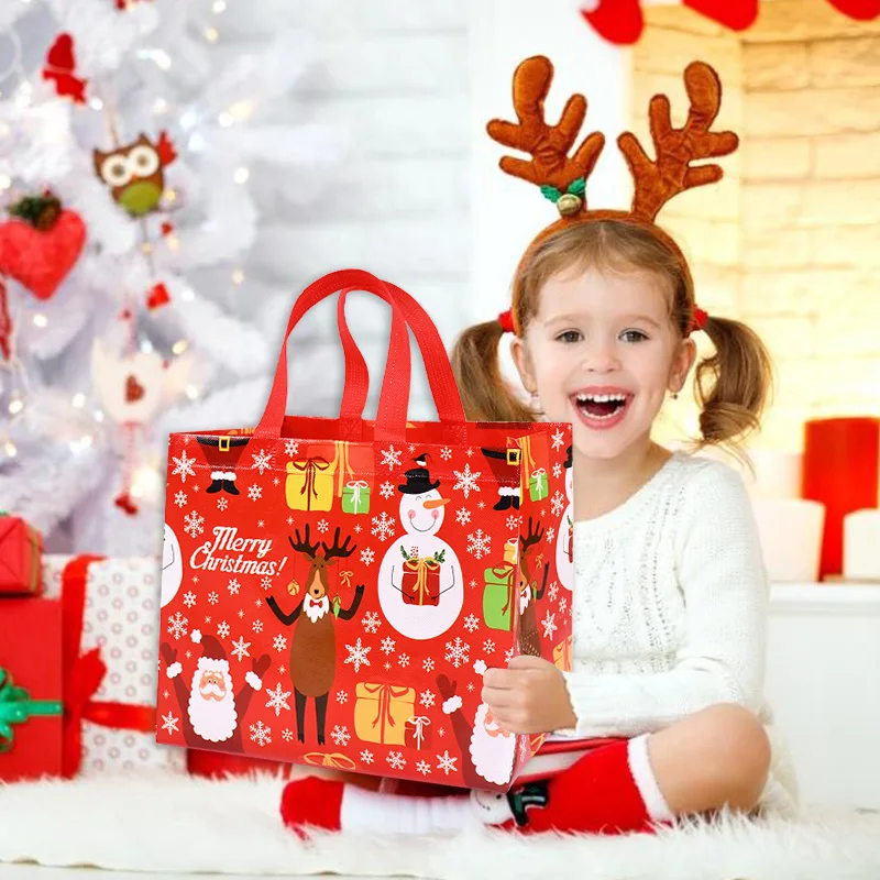 Weihnachts-Einkaufstasche mit Griffen, Weihnachtsmann, Schneemann, Süßigkeiten, Geschenkverpackung, Tasche, Frohe Weihnachten, Neujahr, Party, Dekoration, Noel-Einkaufstasche – Detail 23