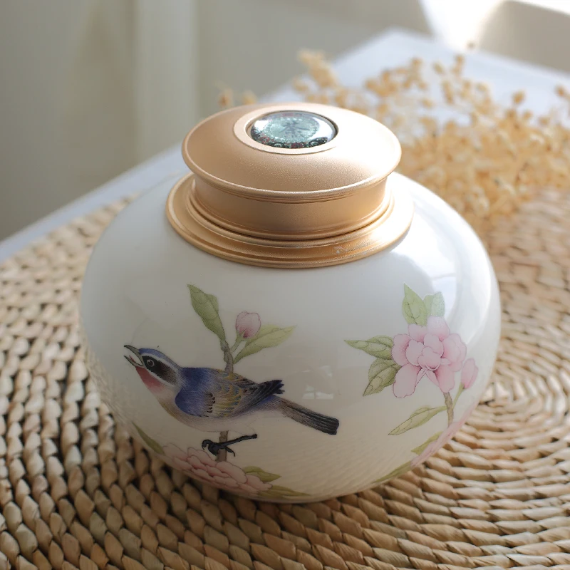 

Ceramic tea cans, tea gift boxes, packaging, Spring Festival gifts, ceramic sealed cans, tea storage cans, flower and bird tea