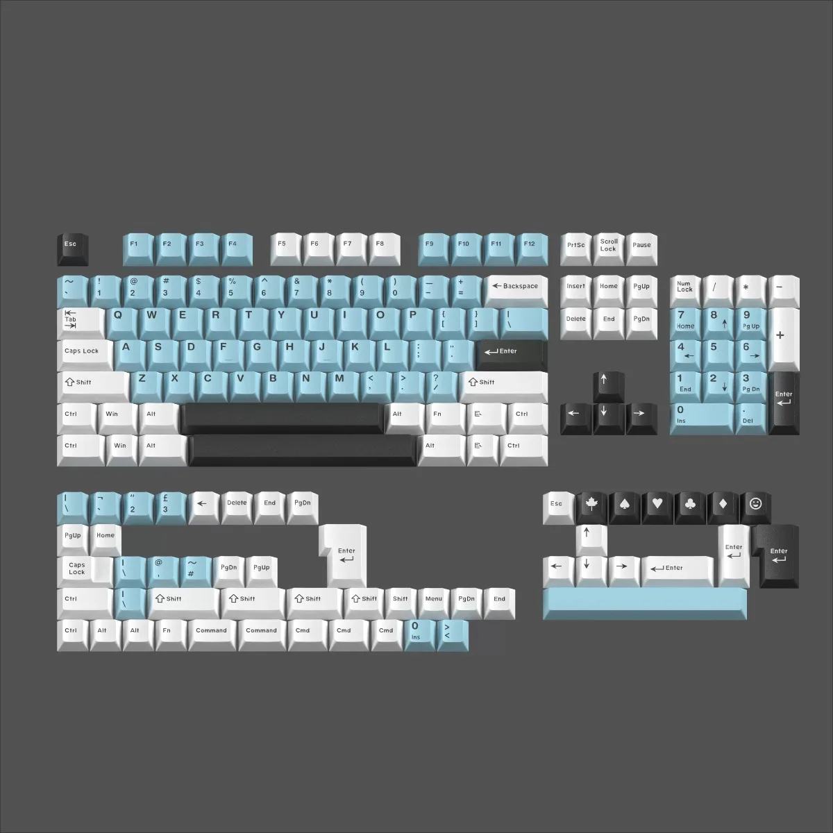 Clouds Rain Theme Keycaps Set ABS Cherry Profile Customized 2K Injection Molding 163 Keys Keycaps for Magnetics Switch Keyboard