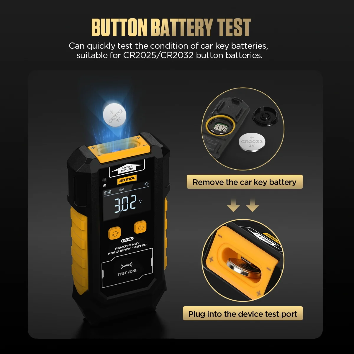 AUTOOL RE110 Frequenz Tester Auto Schlüssel Tür TV RF IR Fernbedienung Tester Detektor Inspektion Werkzeug, 315,433,868,902 MHZ – Detail 6