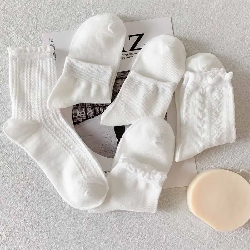 النمط الياباني الأمومة النساء منتصف العجل كل موسم رقيقة بلون تنوعا الدانتيل الجوارب النساء الجوارب النسائية العصرية غير رسمية #4