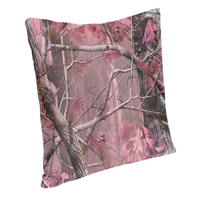 Pink Hunting Camo Camouflage Pattern Modern Throw Pillow Cover Decoration Leaves Woods Season Chair Cushion Pillowcase