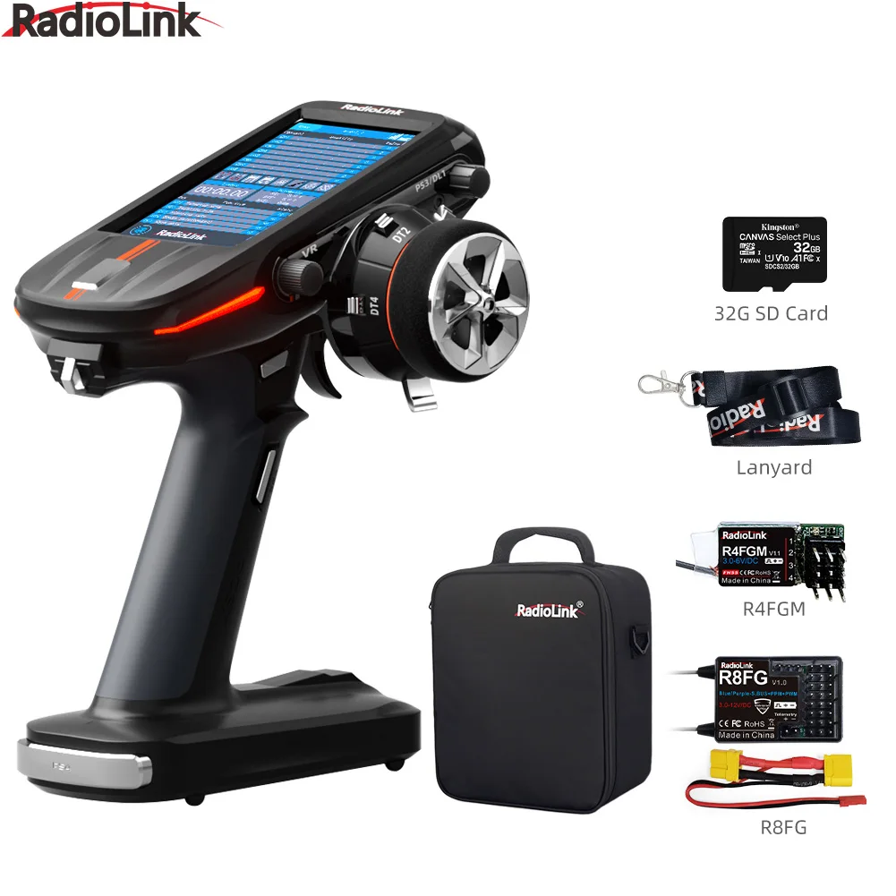 

Radiolink RC8X 2.4G 8 Channels Radio Transmitter 4.3inch Full Color LCD Touch Screen 200 Models Storage w/ R8FG R4FGM for RC Car