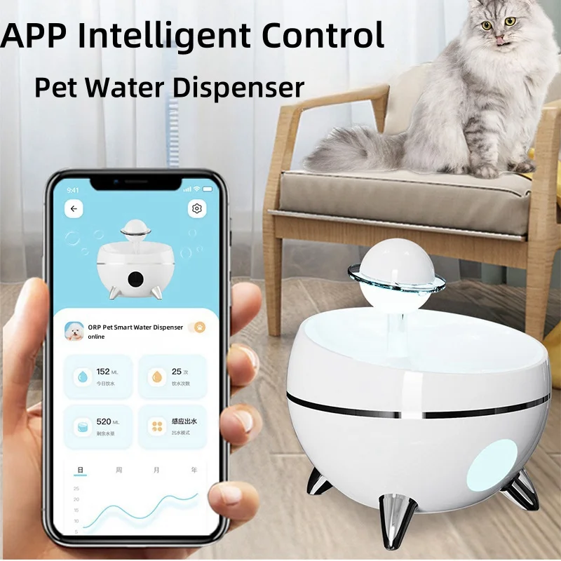 

Pet Smart Drinking Fountain APP remote control cat fountain New design Water fountain for Cat Pet ergonomic tilt design fountain