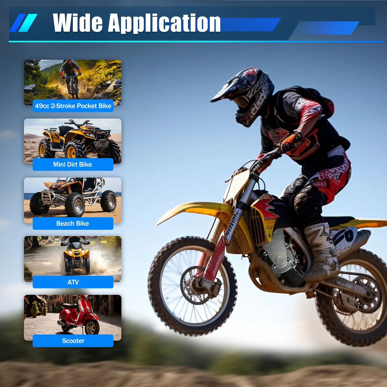 

49cc High-Speed Air-Cooled Engine, 1.9KW Power & 48KM/H for Mini Bike/ATV/Scooter, Aluminum Alloy Construction