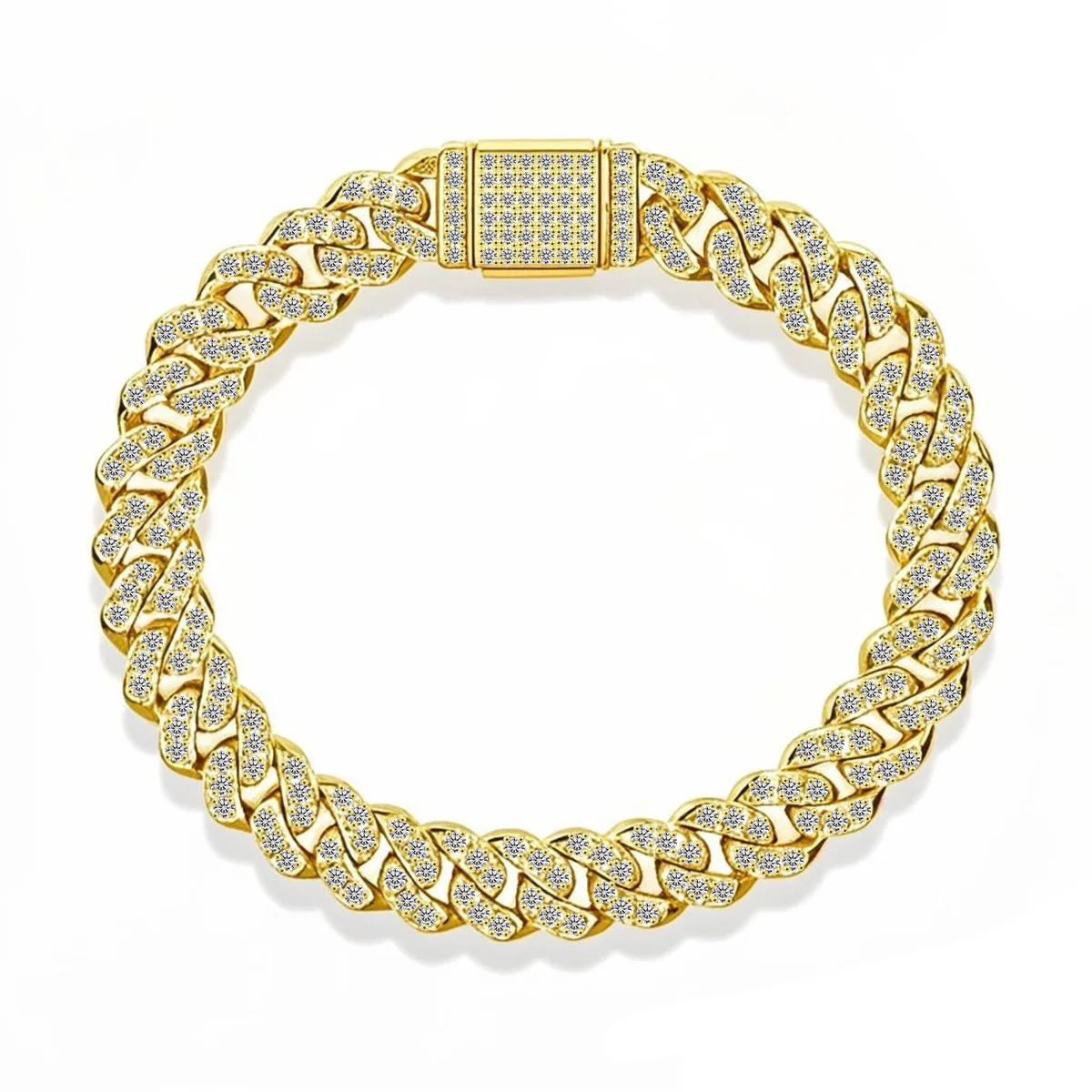 

925 sterling silver inlaid with full moissanite, hip-hop street style, European and American INS, men's moissanite Cuban chain b