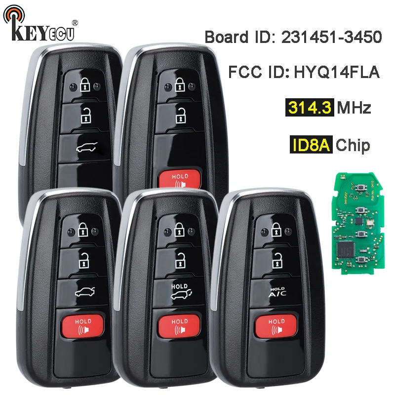 KEYECU 314,3 MHz / 433 MHz HYQ14FLA Board ID: 231451 -3450 Inteligentny pilot zdalnego sterowania do Toyoty Prius Prius RAV4 4Runner Mirai 2018-2024