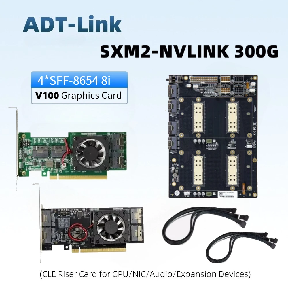 SXM2 For NVIDIA V100 GPU Adapter Board Card NVLink 300G Dual-Card Dual-Channel Pass-Through Expansion Internal External Connect