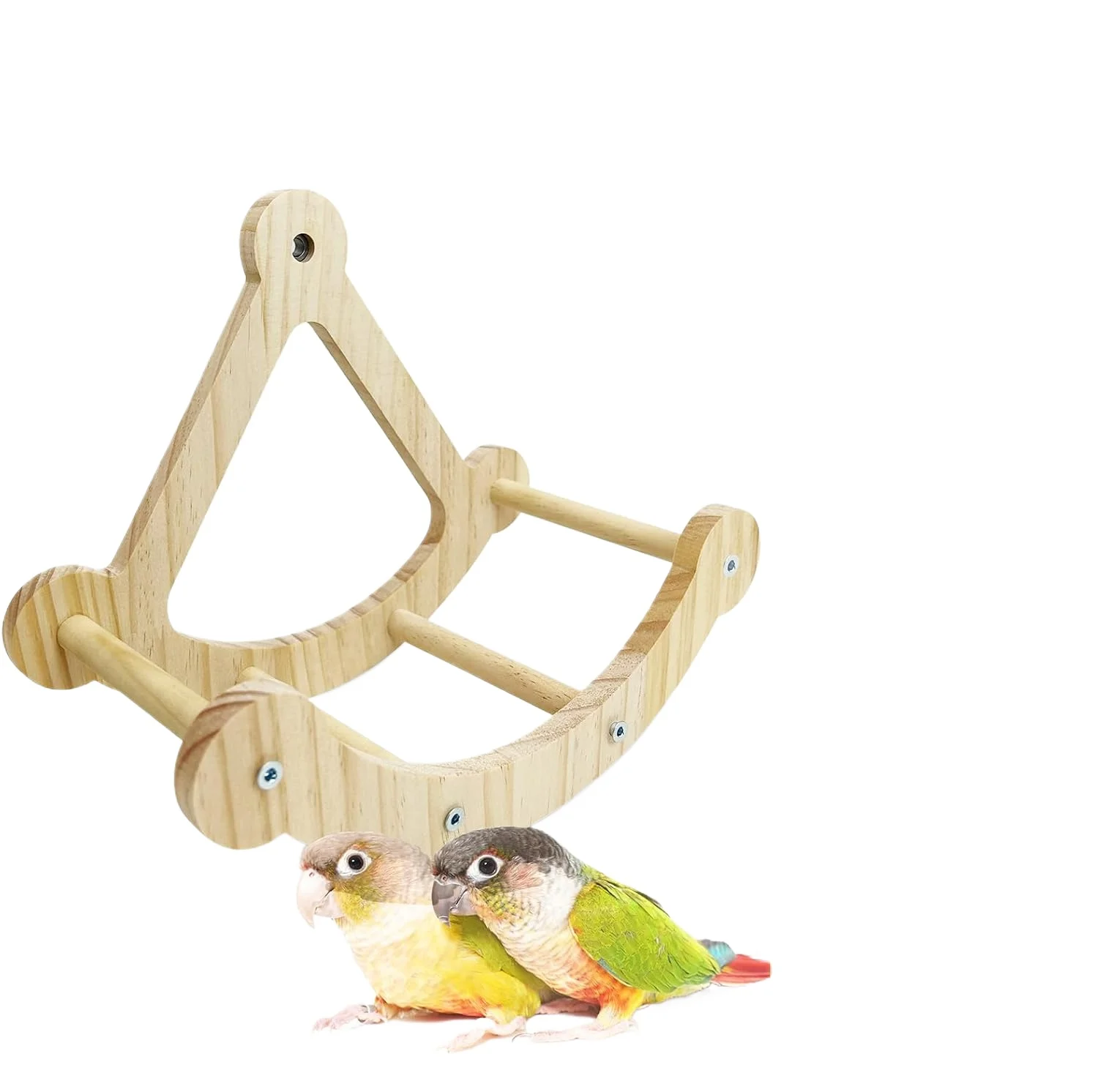 

Bird Perch Toy Set Interactive Parakeet Toys Rocking Perch Stand Wooden Exercise Wheel Parrot Enrichment Bird Cage Accessories