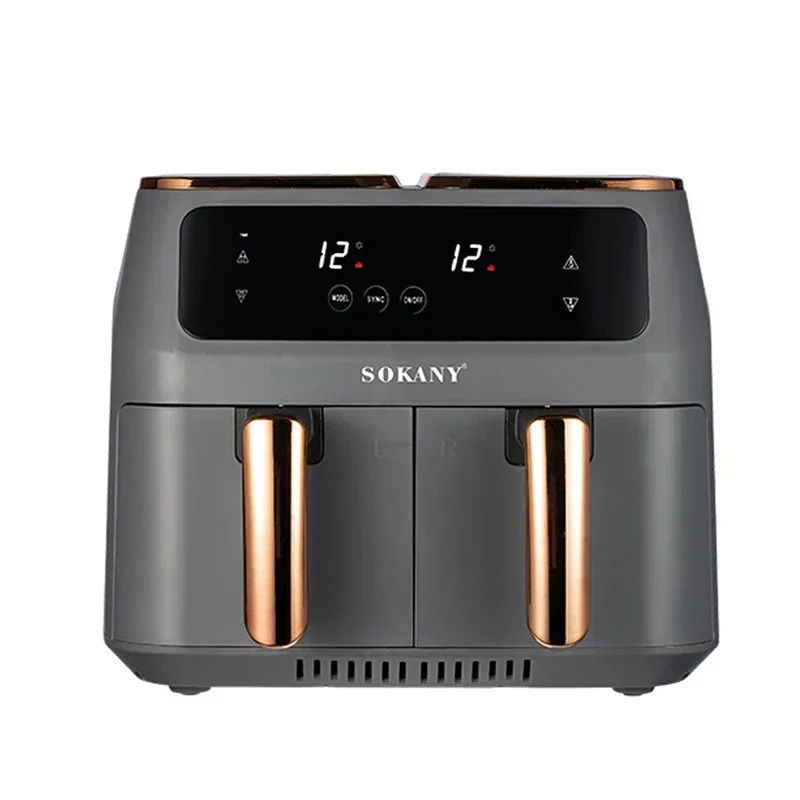 Gran oferta freidora eléctrica inteligente con pantalla táctil para el hogar, horno de 8L, freidora de aire doble de 2800W con 2 cestas para freír independientes