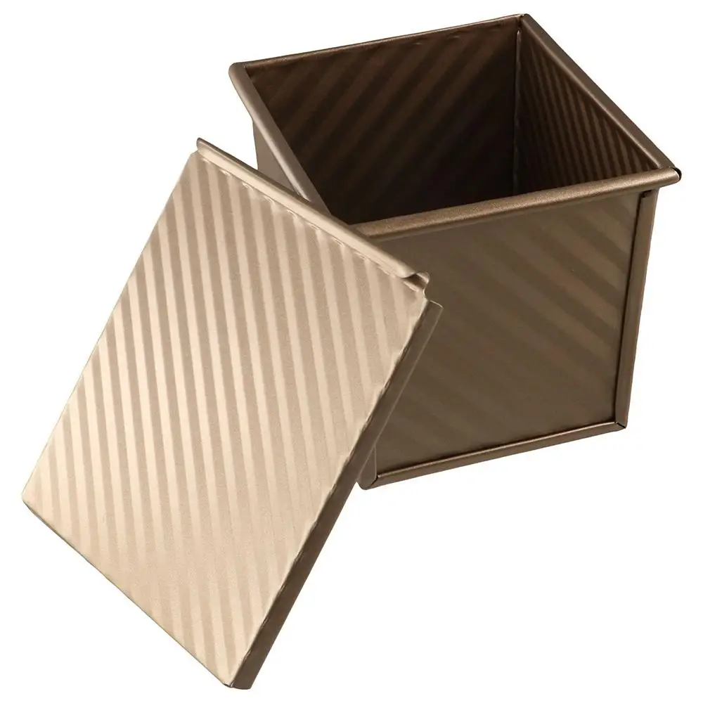 

Household Non-Stick Square Corrugated Loaf Pan Carbon Steel Champagne Bread Mold with Cover Mini Cube Toast Box Dough