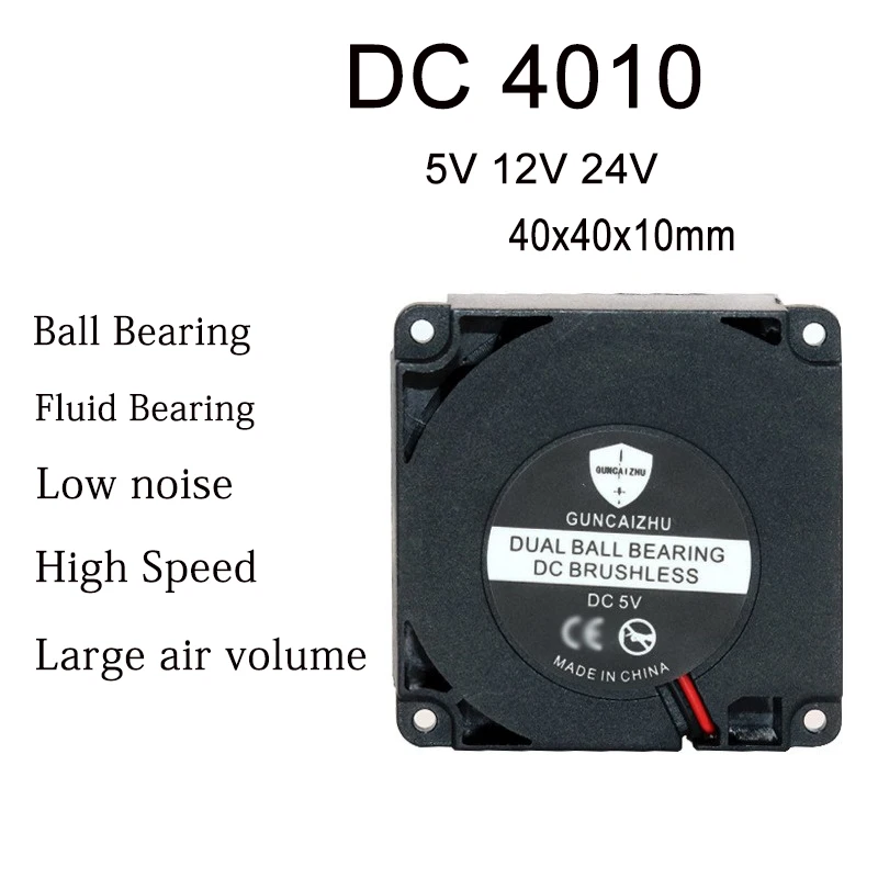 

DC 5V 12V 24V 4010 40x40x10MM Centrifugal Turbine Blower Ball Bearing Fluid Bearing 7500RPM 3D Printer Cooling Fan