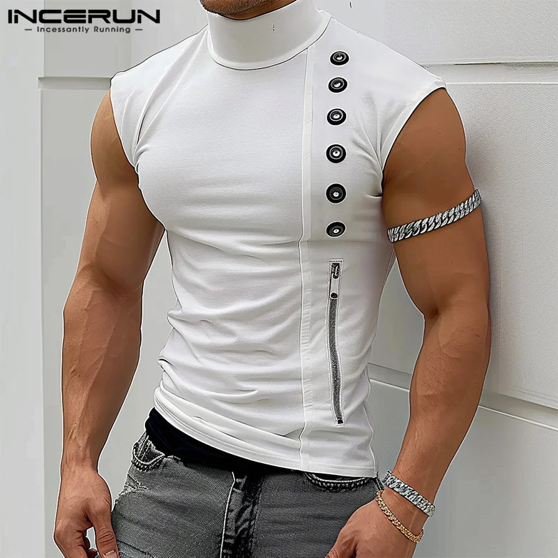 Fashion Casual Style Tops INCERUN 2024 New Mens Clothing Funny Printed Vests Male Clubwear All-match Personality Tank Tops S-5XL