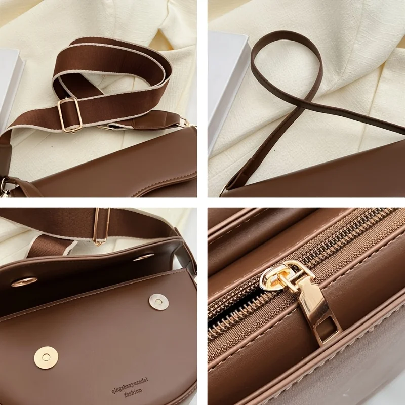 حقائب كتف كلاسيكية للنساء، محفظة كروس متينة وبسيطة مع حزام قابل للتعديل، حقيبة الإبط اليومية، حقيبة نسائية أنيقة #5