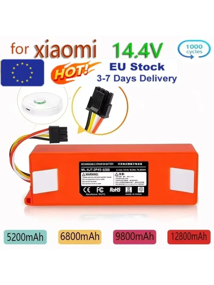 Brr 2p4s 5200s 14.4V 12800mAh batterie de remplacement pour aspirateur robot Xiaomi Roborock S50 S51 S55 S60 S65 S5 MAX S6 pièces