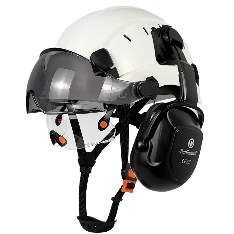 New Type CE Safety Helmet With Visor For Engineer And Earmuff EN352 ABS Hard Hat ANSI Work Cap Head Protection EN397