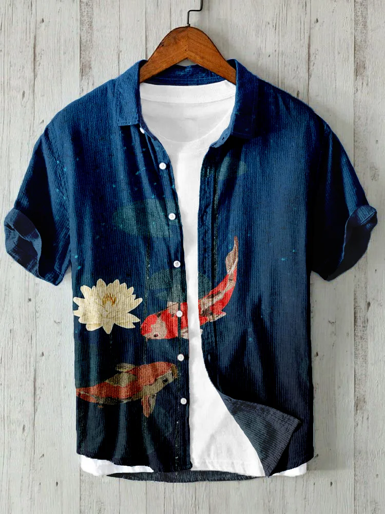 

2024 Summer New Short-sleeved For Men Shirt Flower Printed Men's Hawaiian Lapel Top Large Size Casual Comfortable Men's Shirt