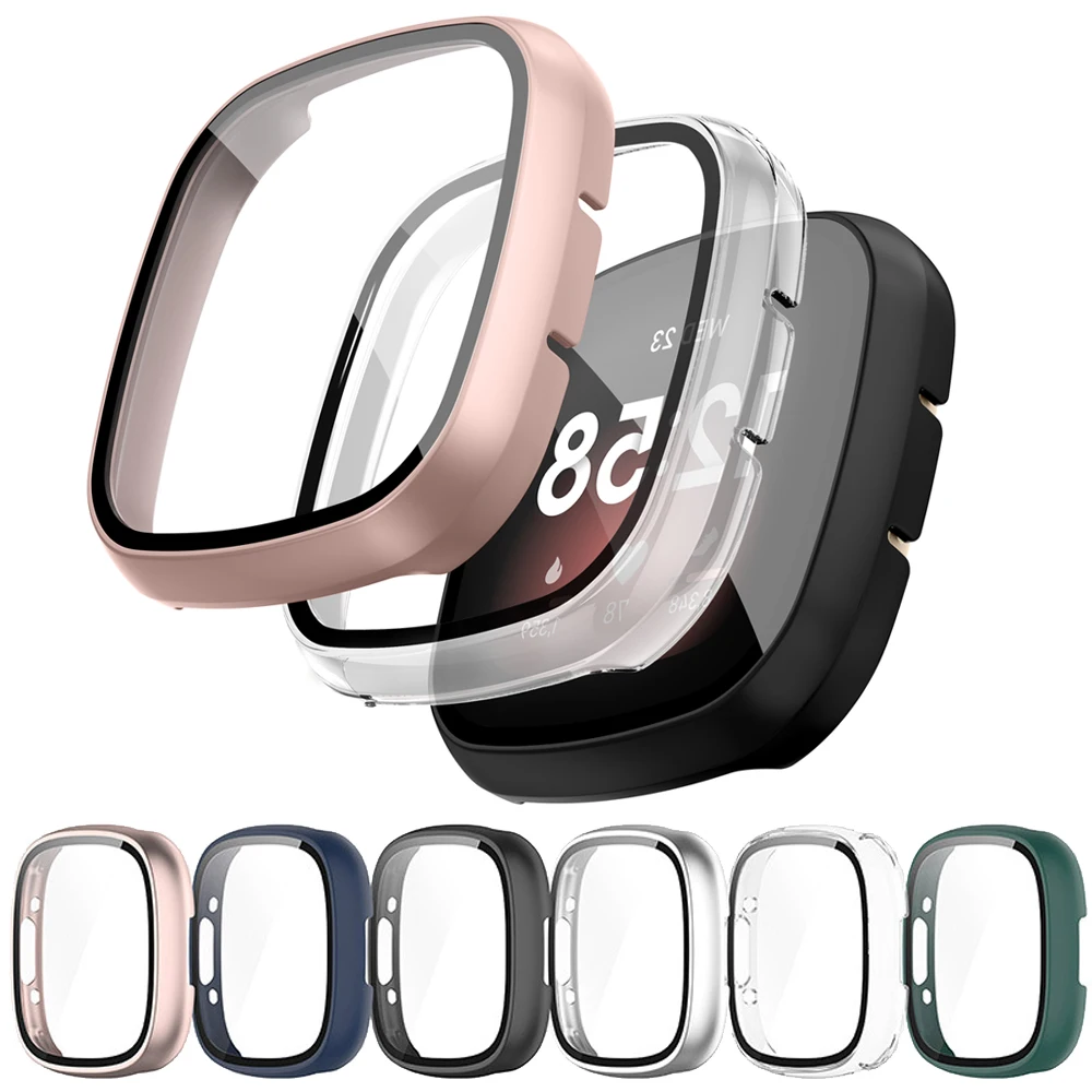 Protetor De Tela De Vidro Temperado Caso Para Fitbit Versa 3/ Sense Capa Completa Bumper Shell Para Fitbit Versa 3/ Sense Capa