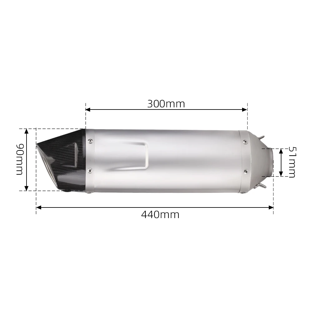 51mm Motorcycle Exhaust Pipe Motorcycle Exhaust Muffler Carbon Fiber Muffler Tip for Yzf R3 Mt07 R15V2 Xsr155 Adv150